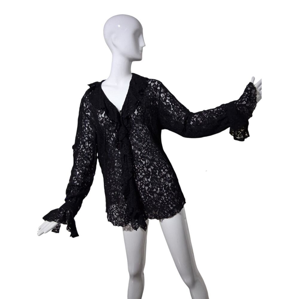 Y2k Vintage Chicos Whimsigoth Women's size XL Lace Fairygoth Dark Romantic Top